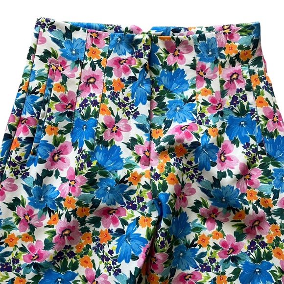 ZARA Pants Women’s L Floral Pleated High Waisted Ankle LIKE NEW! - Picture 6 of 7